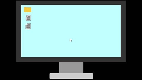 Flat design animation, moving cursor opening a empty downloads folder on a Computer, you could add your own objects.