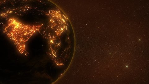 3D Spinning Earth by Night Close Up Loop Background