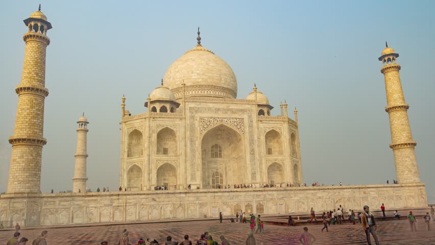 Famous mausoleum Taj Mahal in Agra, India, zoom in hyperlapse 4k Royalty-Free Stock Footage #1021052110