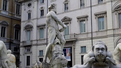 Rome, Italy - December 12 2018, water that flows from the Fontana del Moro in Piazza Navona.