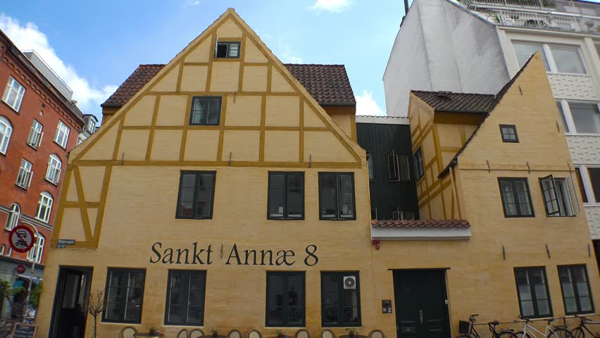 Beautiful facade of an old house. Copenhagen. Denmark. Shot in 4K (ultra-high definition (UHD)).
