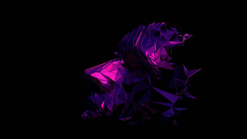 Animation of a reflected light on polygonal human face. 3D rendering of a cyborg head construction. Artificial intelligence concept, 4k looped video