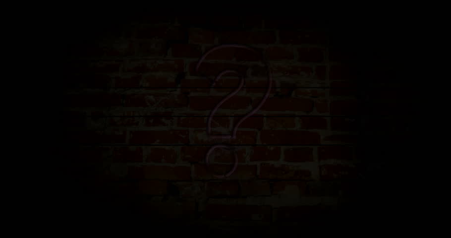 Question mark neon sign light on brick wall background. Glowing large illuminated advertisement in looped concept animation. Retro style.
 Royalty-Free Stock Footage #1021084222