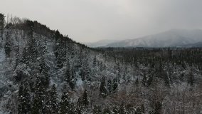 aerial footage of winter scenery in japan