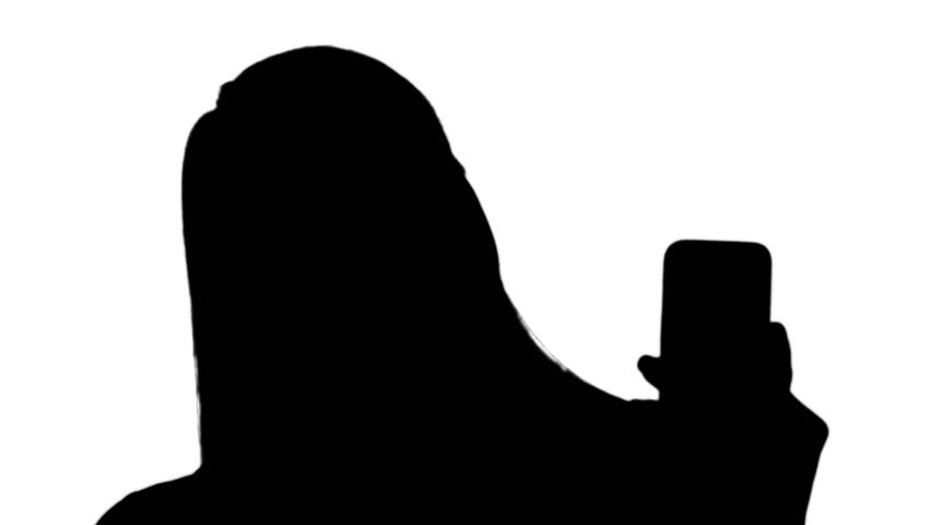 Silhouette Girl Taking Selfie Stock Footage Video 100 Royalty Free