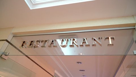 Sign restaurant. Restaurant and cafe sign indoor