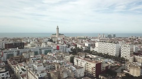 Aerial view of the city of Casablanca, kingdom of Morocco (Ungraded Log-C)