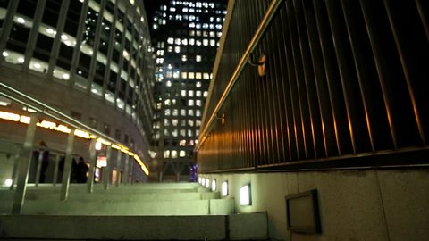 Dolly shot of stairs in Canary Wharf