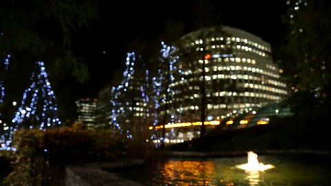 Canary wharf park at night in Christmas time 