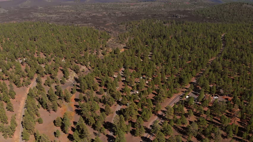 Drone aerial near Sunset Crater Volcano National Monument