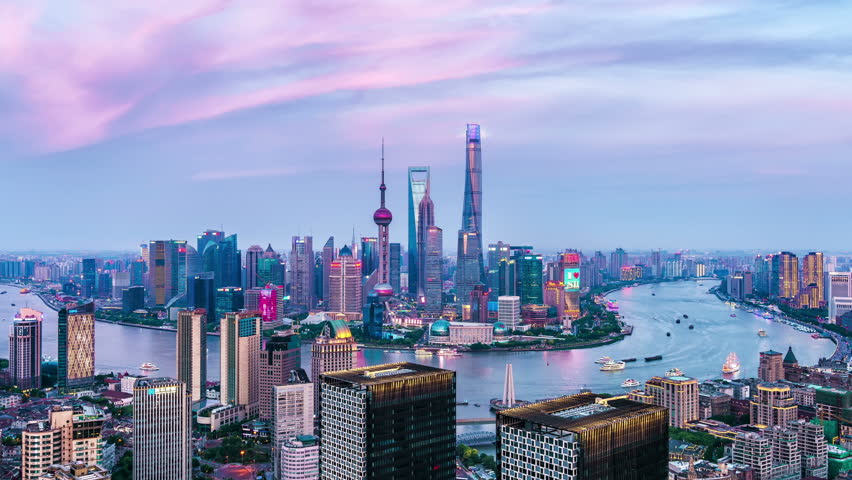SHANGHAI CHINA- CIRCA MAY 2018: Aerial view of the modern buildings with Huang-Pu River circa May 2018 in Shanghai China. | Shutterstock HD Video #1021112506