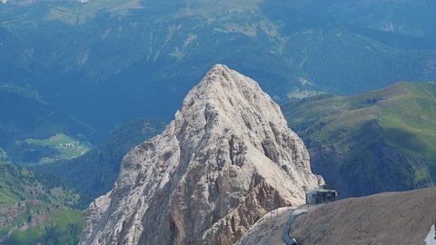 Marmolada, Dolomites, Italy. The second section of the cableway leading to the Marmolada glacier