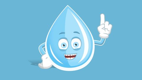 Cartoon Fresh Drinking Water Drop Think Idea with Face Animation Alpha Matte