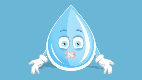 Cartoon Fresh Drinking Water Drop Silent Mute with Face Animation Alpha Matte