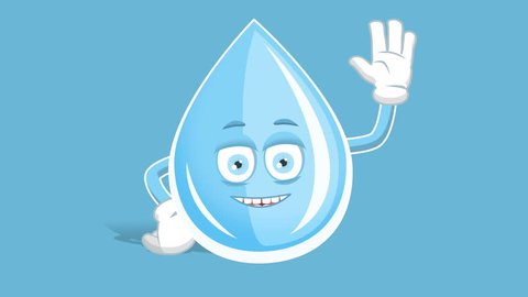 Cartoon Fresh Drinking Water Drop Hi  Welcome Hello with Face Animation Alpha Matte