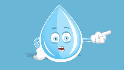 Cartoon Fresh Drinking Water Drop Happy Right Pointer Speak with Face Animation Alpha Matte