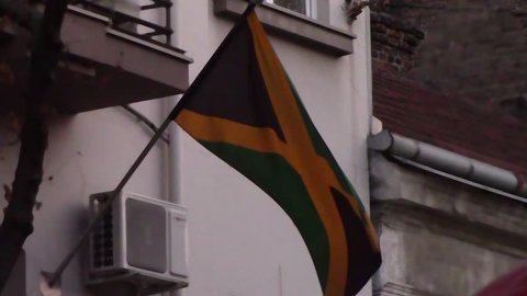 Footage of a Jamaican flag waving