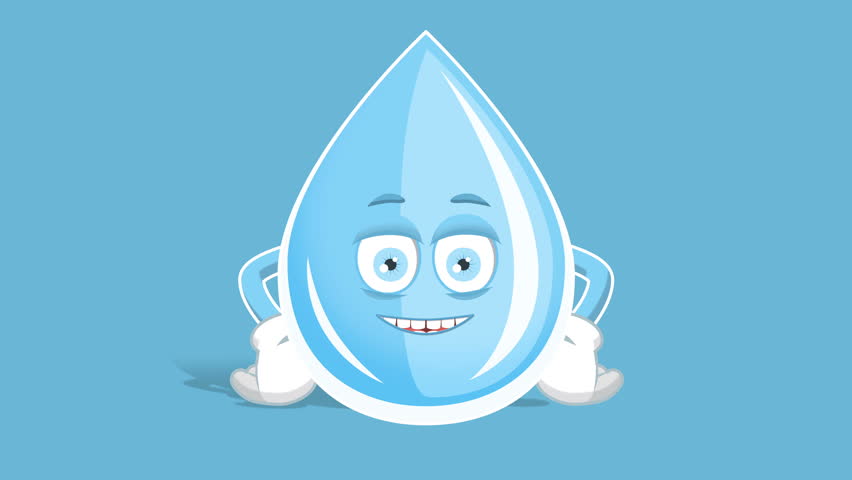Cartoon Fresh Drinking Water Drop Location Map with Face Animation Alpha Matte