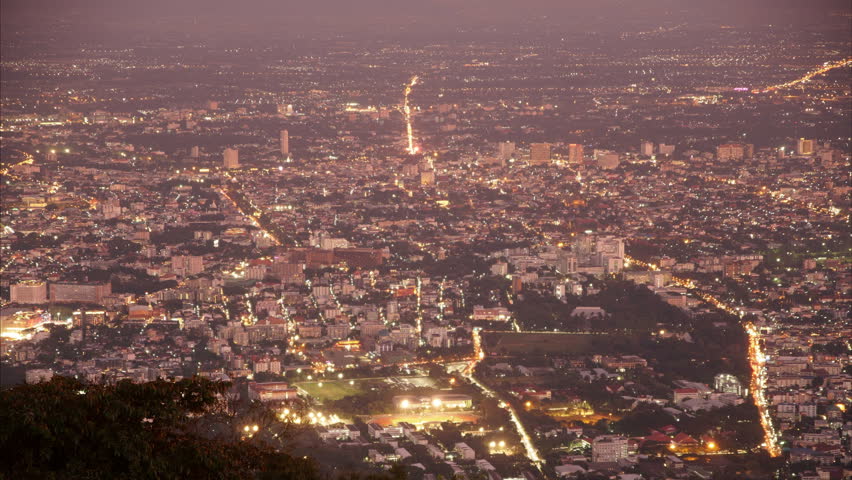 Dusk to night, Aerial view of Chiang mai city, Thailand. | Shutterstock HD Video #1021185514