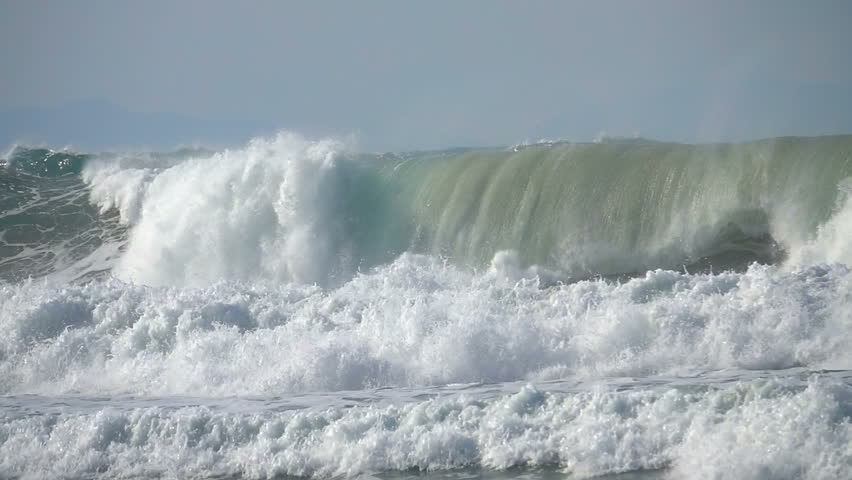 Wave sea big waves storm ocean water foam blue sky  Royalty-Free Stock Footage #1021198048