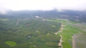 4K video resolution aerial view from  Drone flight countryside at Southern Thailand background.