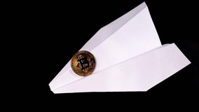 bitcoin coin paper plane 