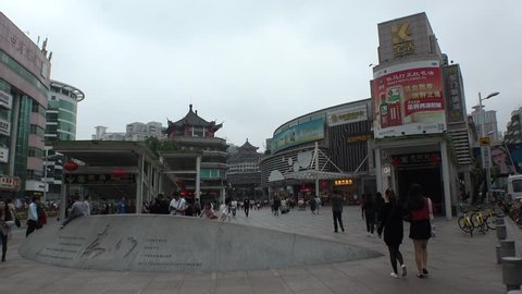 SHENZHEN, CHINA - CIRCA NOVEMBER 2018 : Scenery around LAOJIE area.  Also called DONGMEN area.  Busy shopping area in Shenzhen.