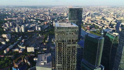 Aerial View of Moscow City and Oko Tower