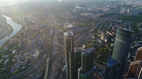 Aerial View of Moscow City and Oko Tower