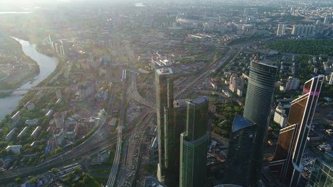 Aerial View of Moscow City and Oko Tower