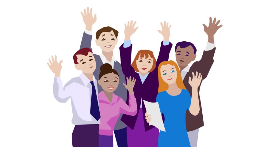 Teamwork. Business team waving to camera. 2d, animation, cartoon, illustration, clip art, vector | Shutterstock HD Video #1021260259