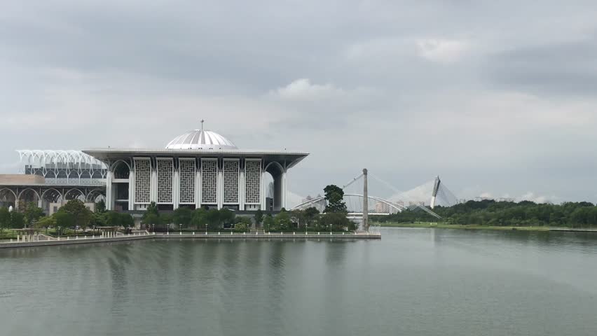 Footage of Tuanku Sultan Mizan Zainal Abidin Mosque, Putrajaya, Malaysia. Also known as Masjid Besi.