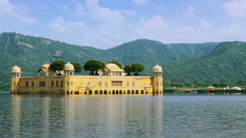 Lockdown shot of beautiful Jal Mahal or "Water Palace" is a palace in the middle of the Man Sagar Lake in Jaipur city,Rajasthan,India