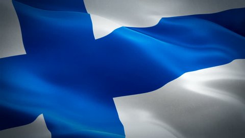 Finland flag video waving in wind. Realistic Finnish Flag background. Finland Flag Looping Closeup 1080p Full HD 1920X1080 footage. Finland EU European country flags footage video for film,news
