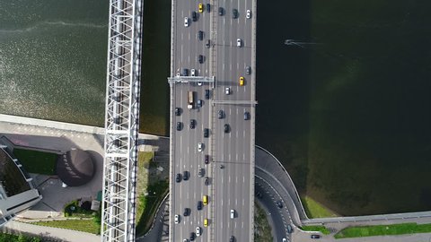 Aerial View Drone Dorogomilovsky Bridge Moscow