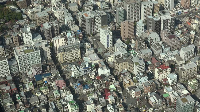 Tokyo Residential area ( Sumida ward) from the Tokyo Skytree.  Kanto region, Honshu island, Japan