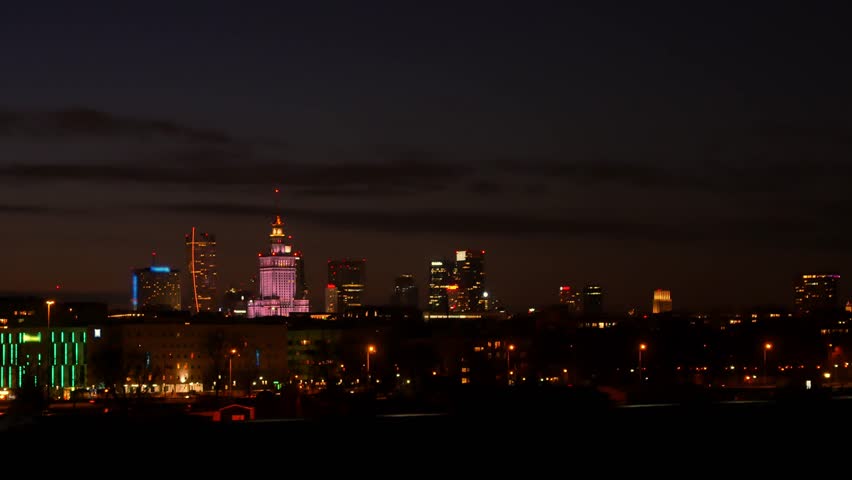  Panorama of Warsaw by the night