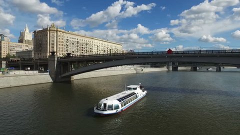 Aerial Views Tourist Ships on Moscow