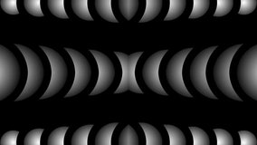 4K UHD Kaleidoscope seamless loop sequence patterns abstract black and white motion graphics background.
