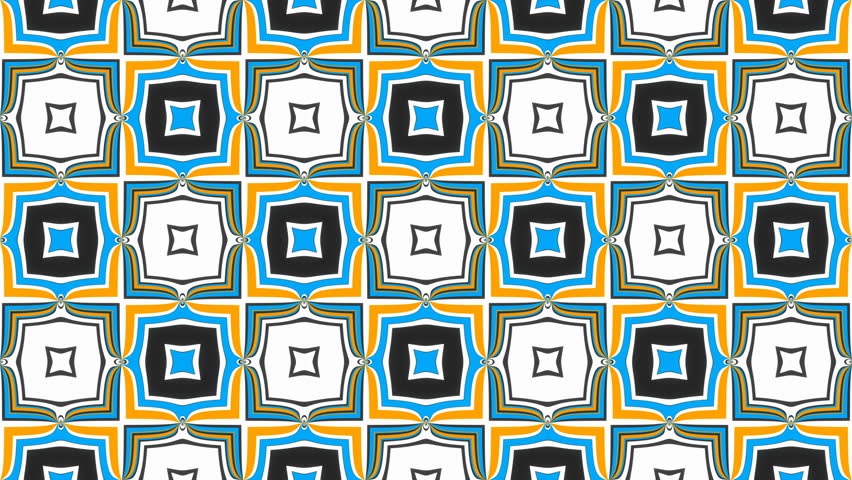 Wallpaper Weirdness 6 - 4k 60fps Kaleidoscopic Tiles Video Background Loop /// Another decorative alternating pattern with blue and orange color tones in a black and white neighborhood.