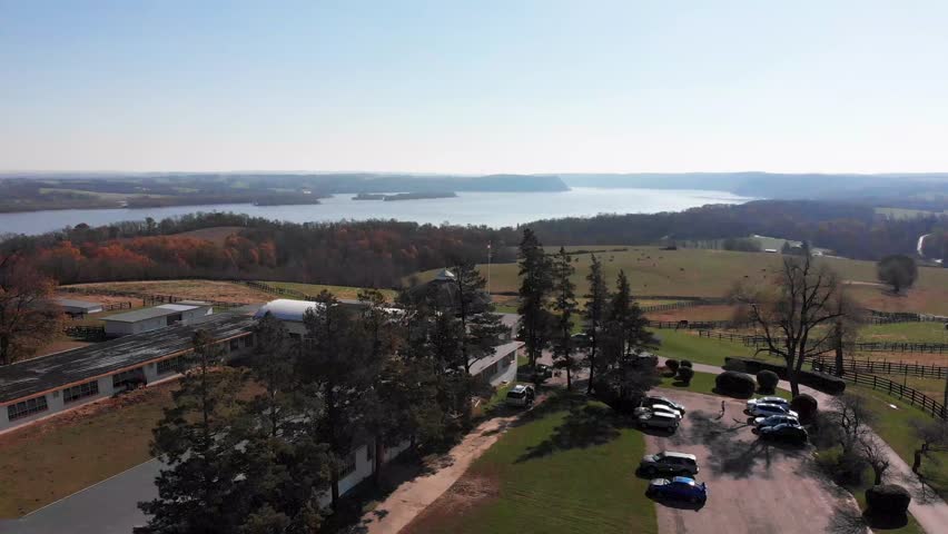 Drone view on a farm in the mountain