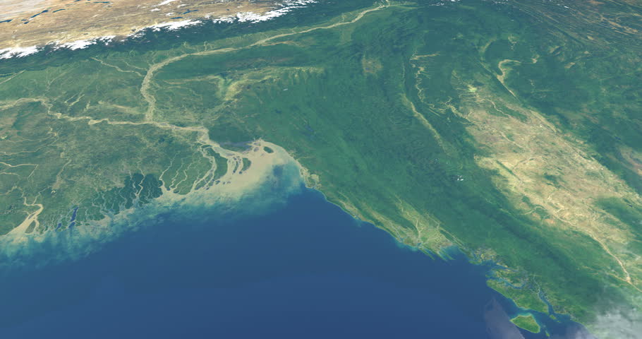 Delta of ganges river in the India,  aerial view from outer space of earth planet Royalty-Free Stock Footage #1021321747