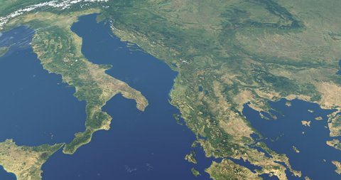Adriatic sea in Italian peninsula, aerial view from outer space of earth planet
