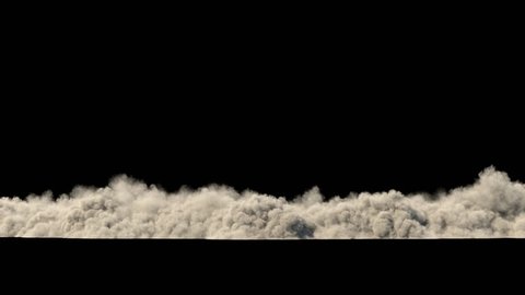 Dust clouds from the destruction of the building / Sand storm / Explosion smoke. Separated on pure black background, contains alpha channel.