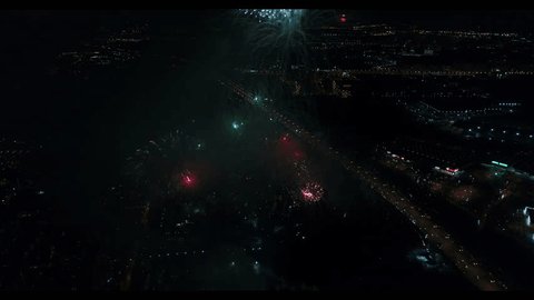 Fireworks Moscow on Victory Day Aerial