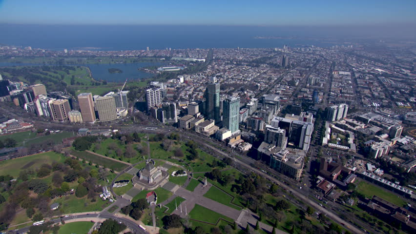 An aerial shot of Melbourne