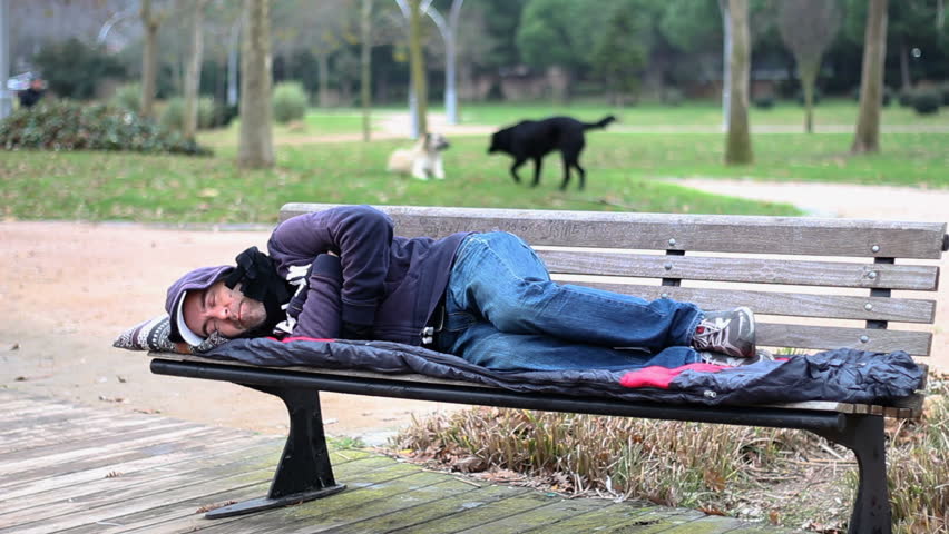 Homeless Man Sleeping On Bench Stock Footage Video 100 Royalty Free Shutterstock