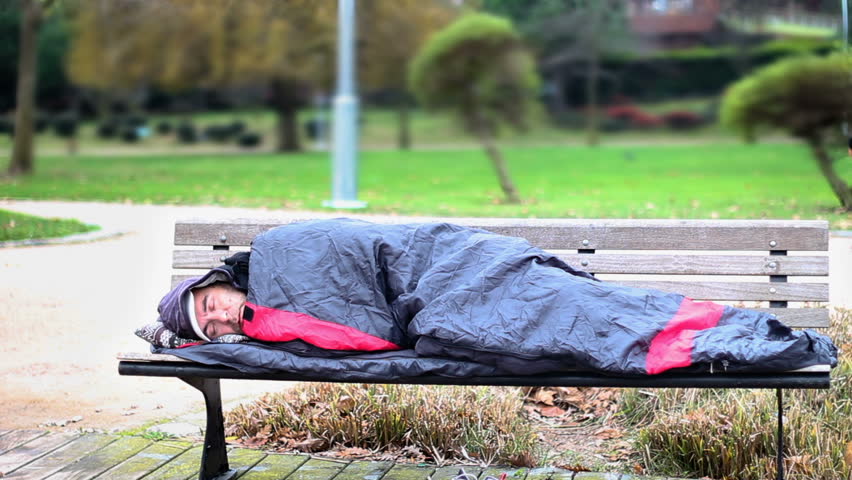 Homeless Man Sleeping On Bench Stock Footage Video 100 Royalty Free Shutterstock
