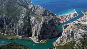 Aerial view of Cetina river, Dalmatian Coast, Croatia