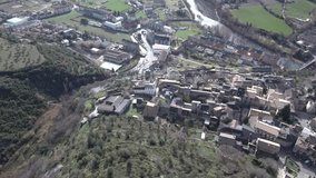Aerial view in Boltaña, Huesca, Spain. 4k Drone Video